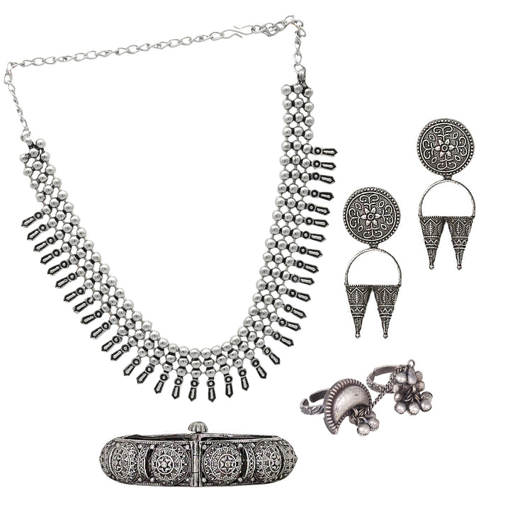 Teejh Kakatiya Oxidised Silver Jewellery Gift Set