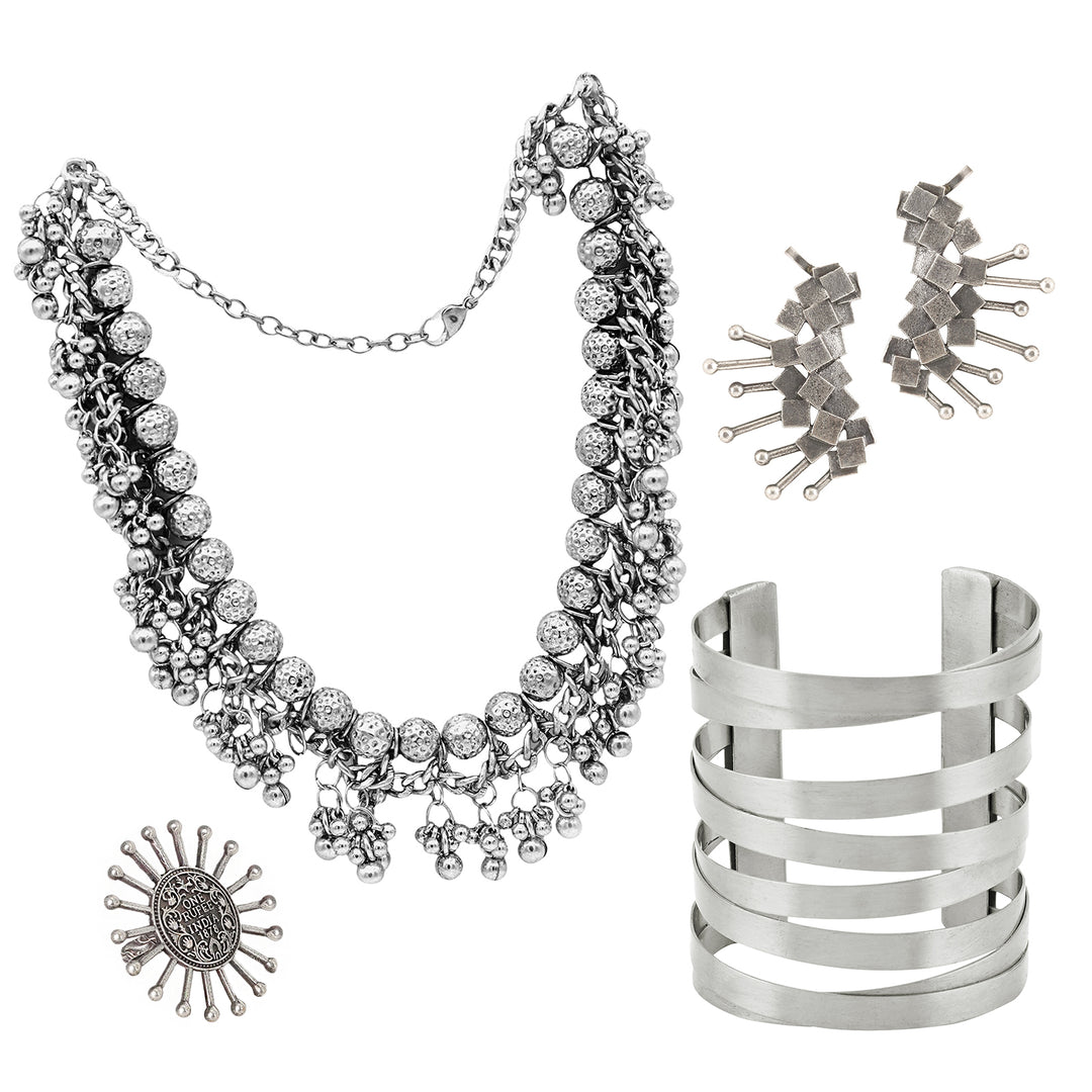 Teejh Madurai Oxidised Silver Jewellery Gift Set