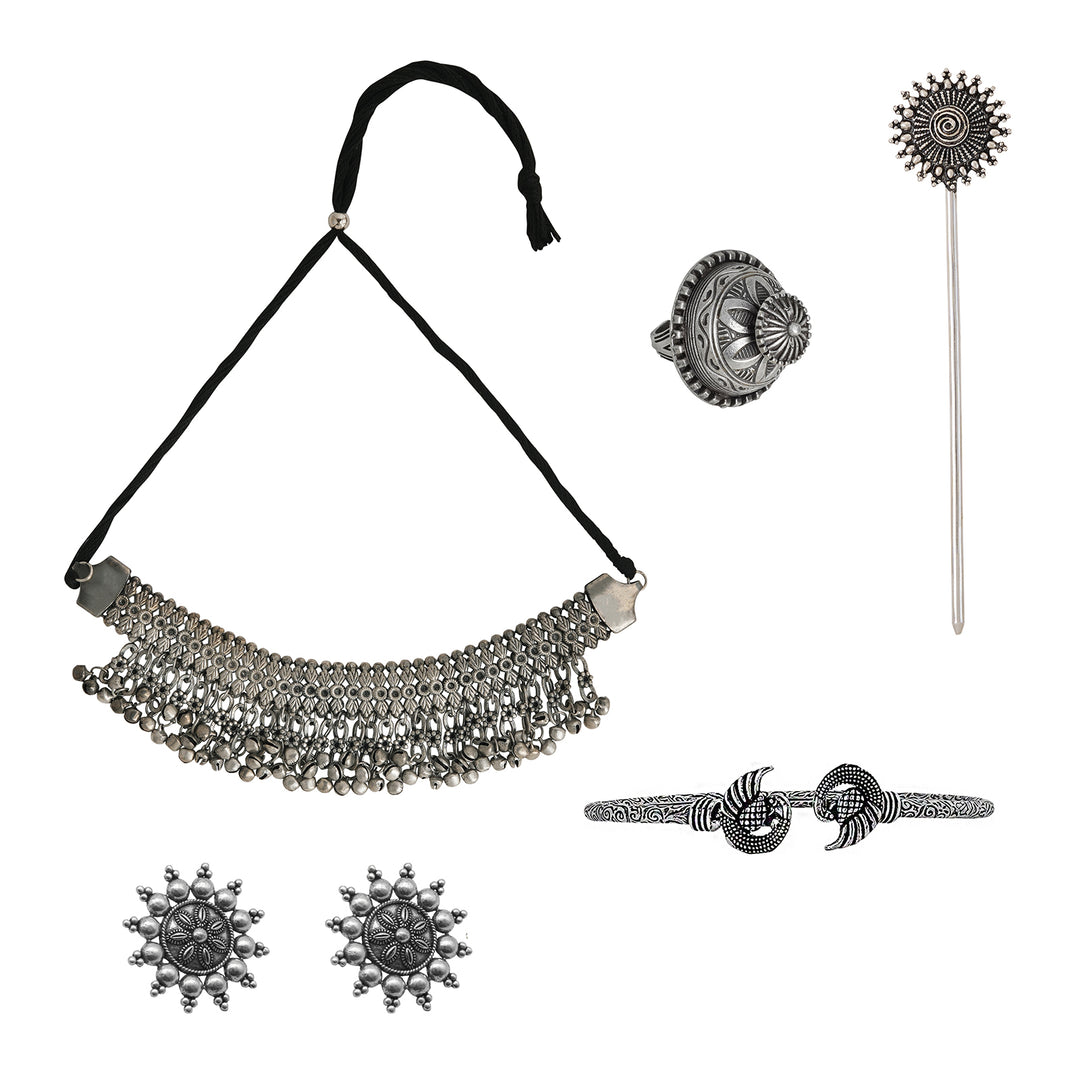 Teejh Poompuhar Oxidised Silver Jewellery Gift Set