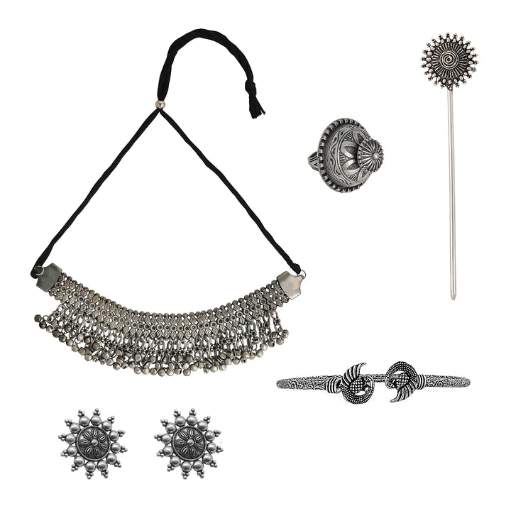 Teejh Poompuhar Oxidised Silver Jewellery Gift Set