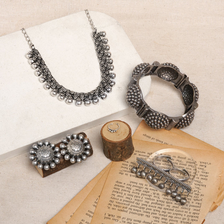 Teejh Mangalagiri Oxidised Silver Jewellery Gift Set