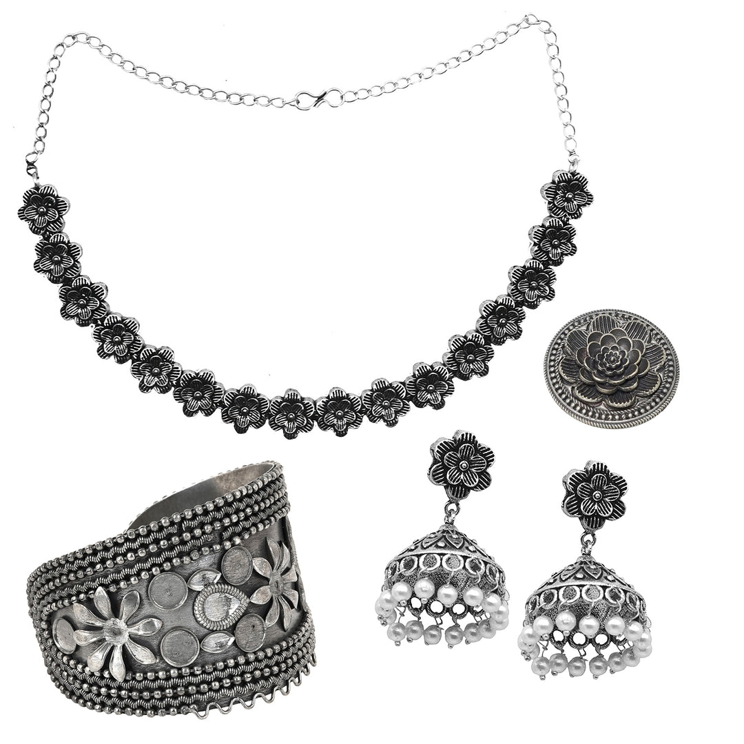 Teejh Ongole Oxidised Silver Jewellery Gift Set