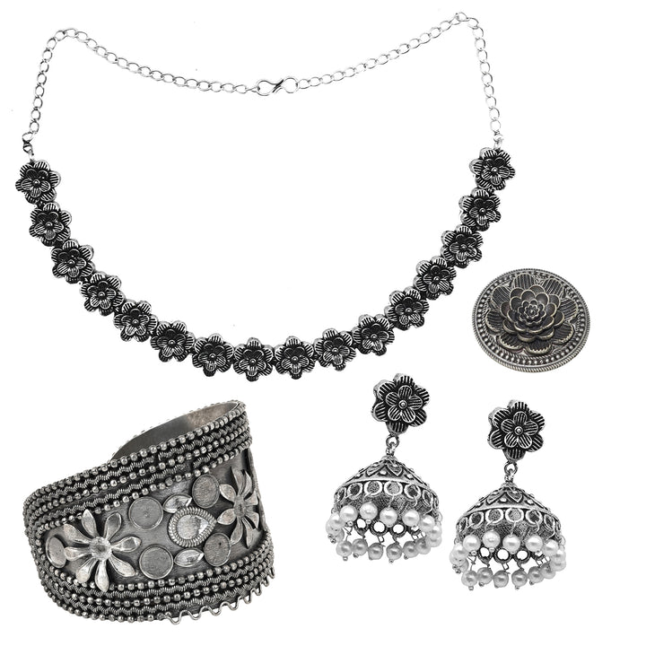 Teejh Ongole Oxidised Silver Jewellery Gift Set