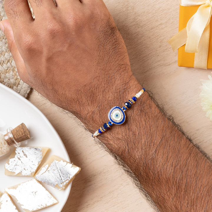 Teejh Amol Blue Evil Eye Beaded Rakhi