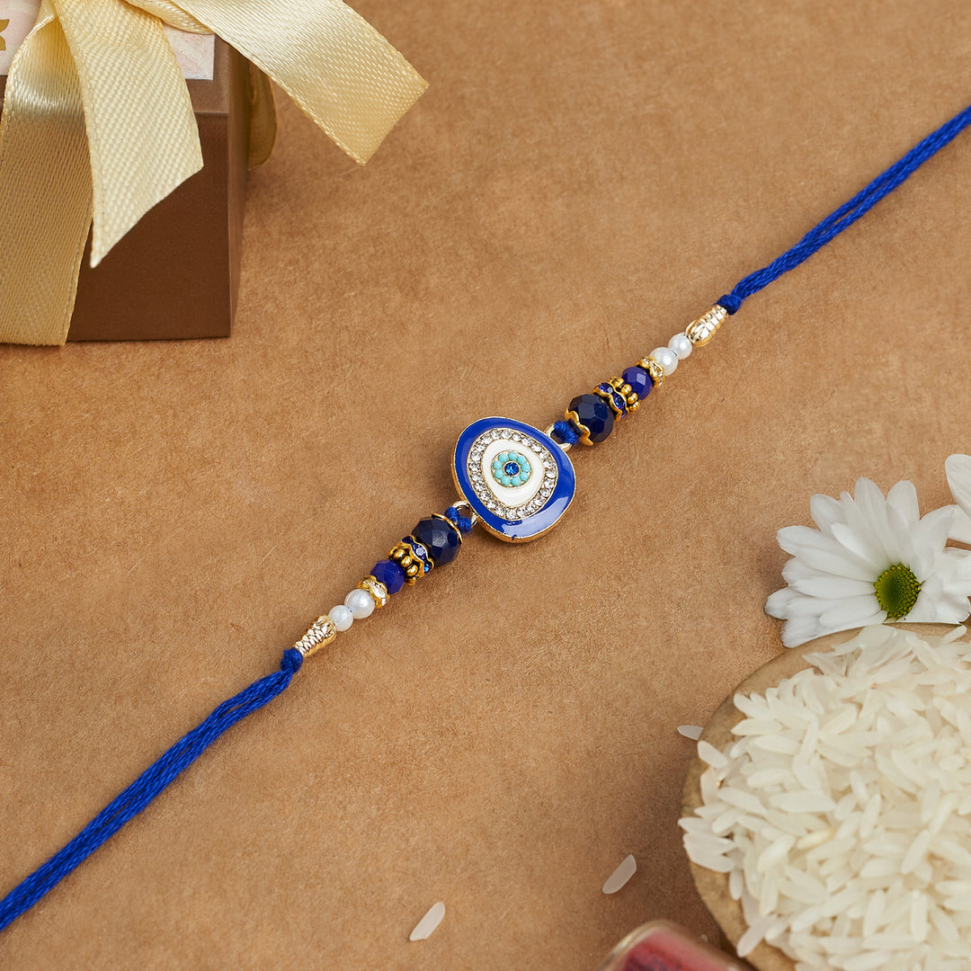 Teejh Amol Blue Evil Eye Beaded Rakhi
