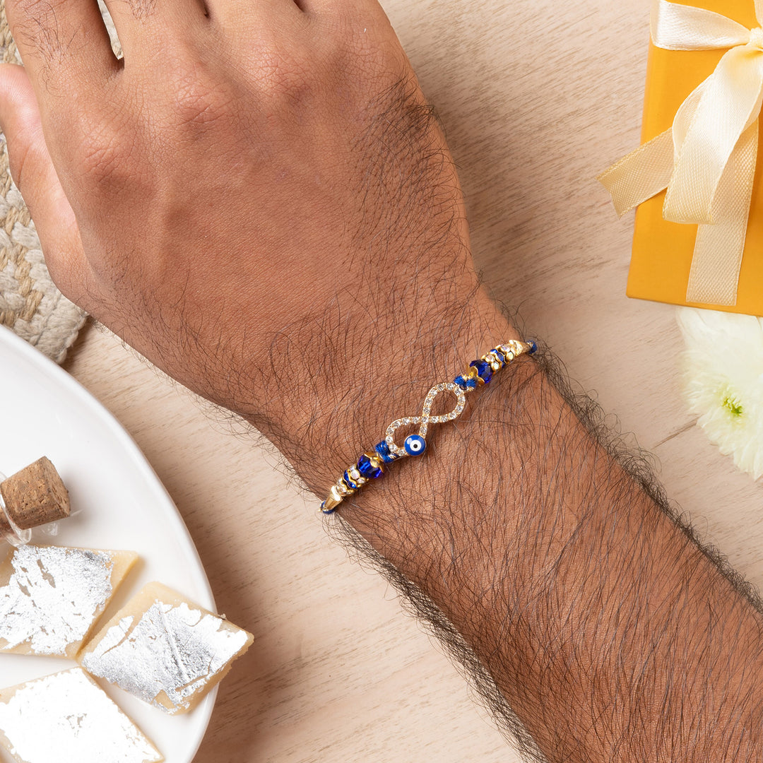 Teejh Anant Infinite Rhinestone Blue Rakhi