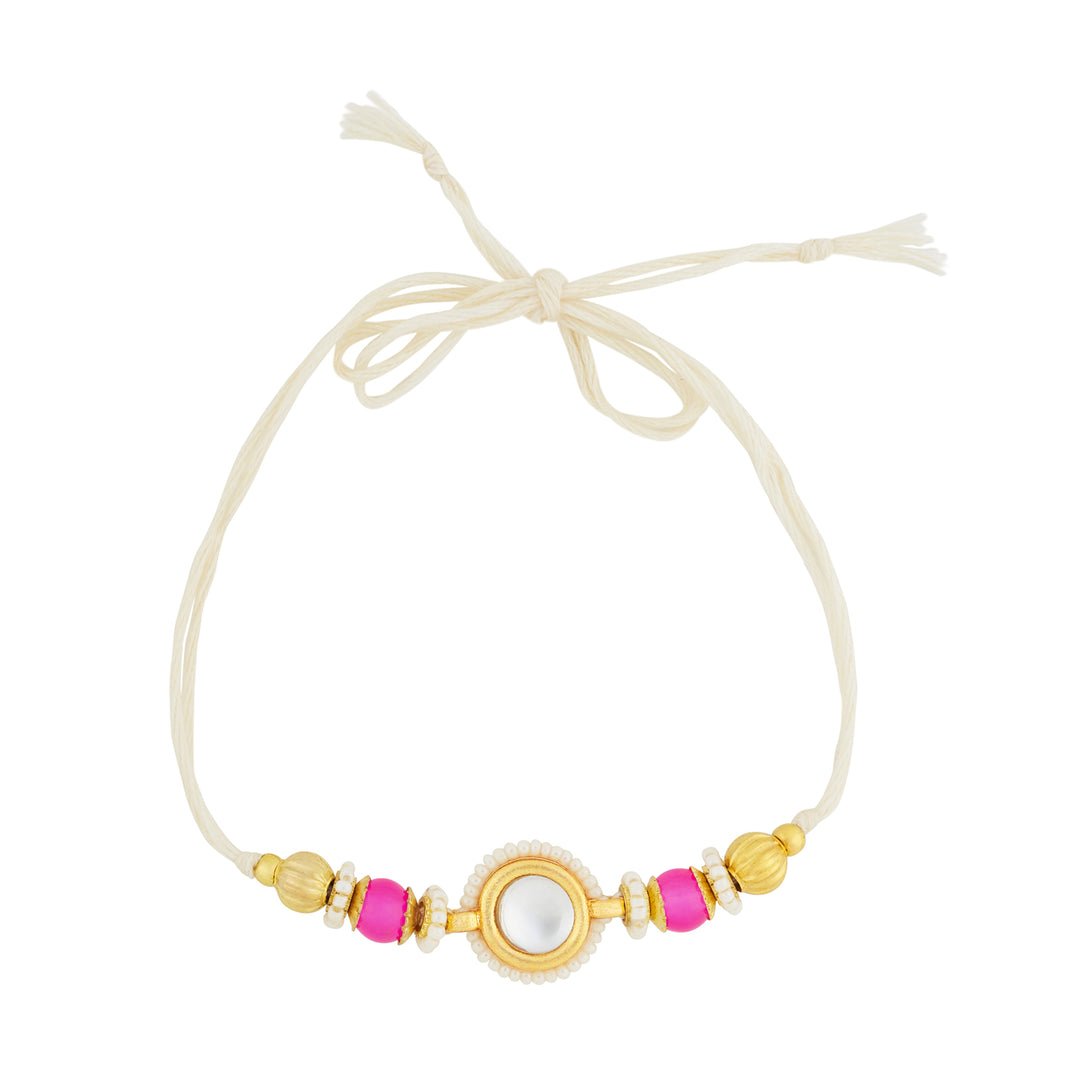 Teejh Kumud Gold and Pink Rakhi