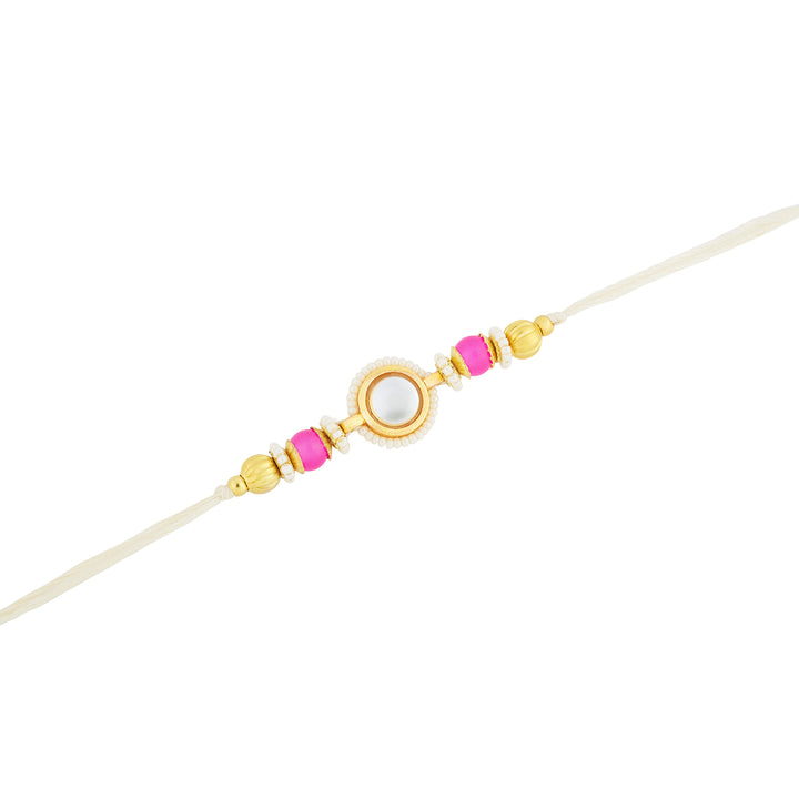 Teejh Kumud Gold and Pink Rakhi