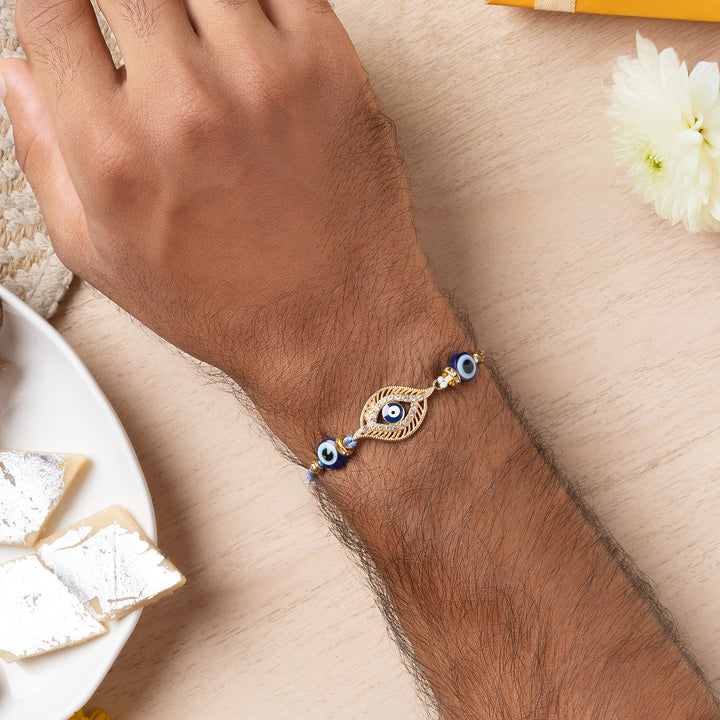 Teejh Aryaa Blue Evil Eye Beaded Rakhi