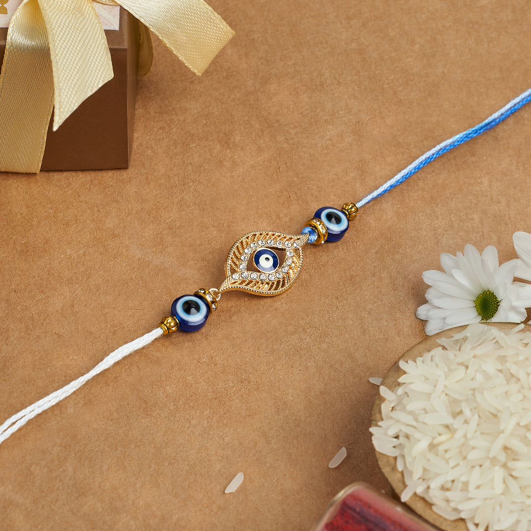 Teejh Aryaa Blue Evil Eye Beaded Rakhi