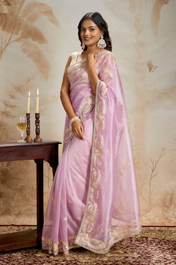 Teejh Raunaq Lilac Net Gota Saree