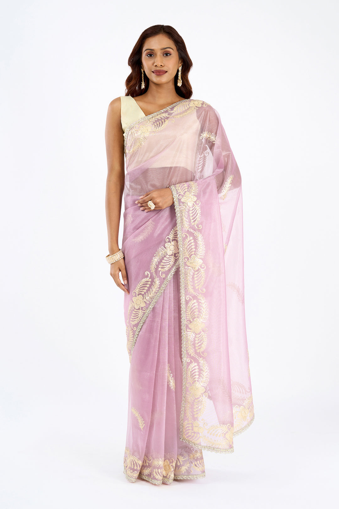 Teejh Raunaq Lilac Net Gota Saree