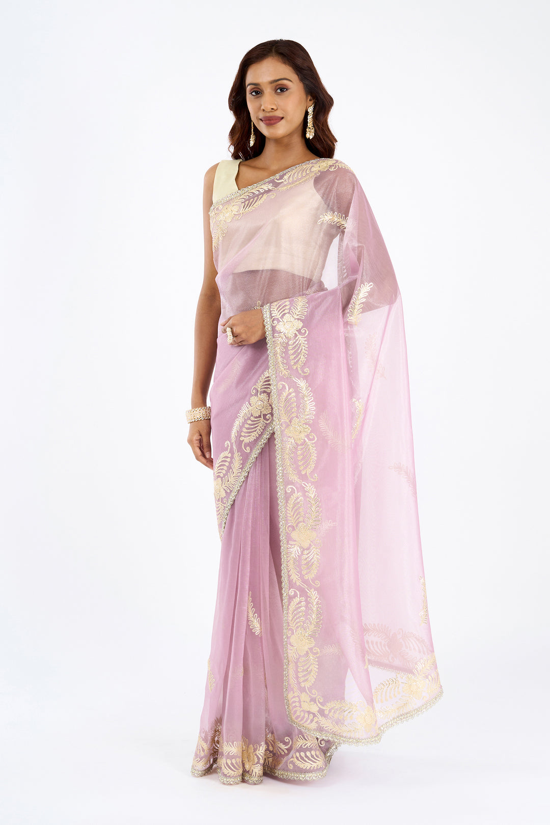 Teejh Raunaq Lilac Net Gota Saree