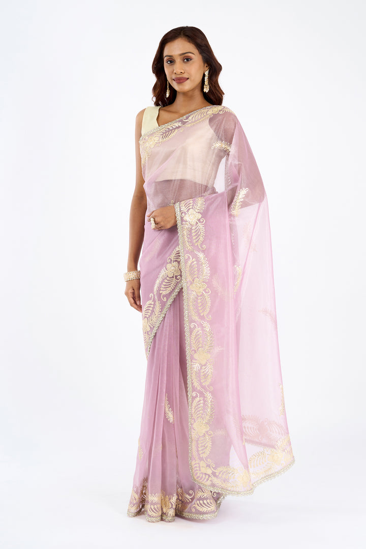 Teejh Raunaq Lilac Net Gota Saree