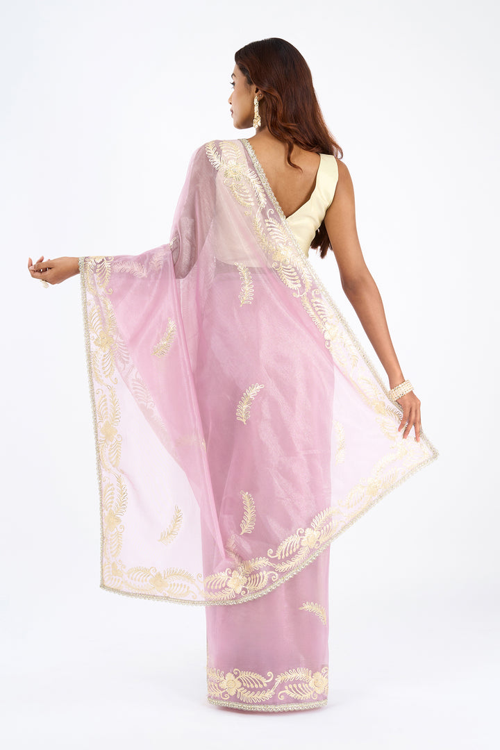 Teejh Raunaq Lilac Net Gota Saree