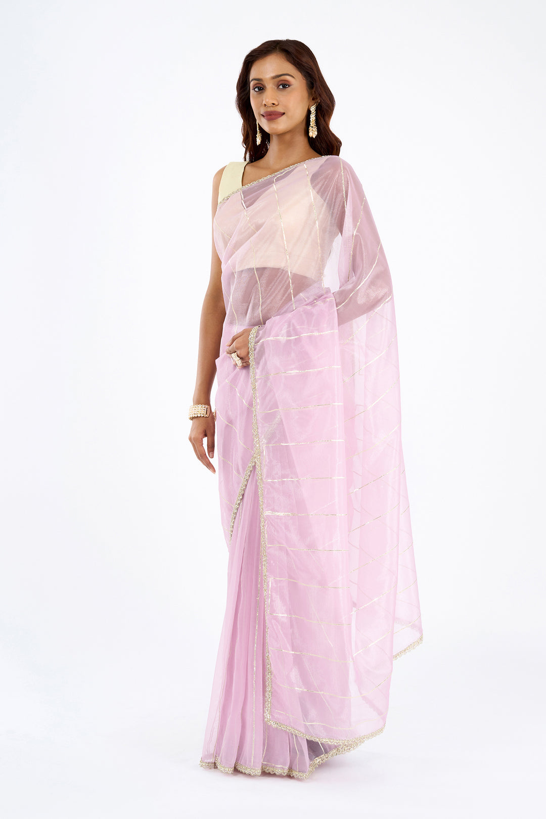 Teejh Ziaya Lilac Net Gota Saree