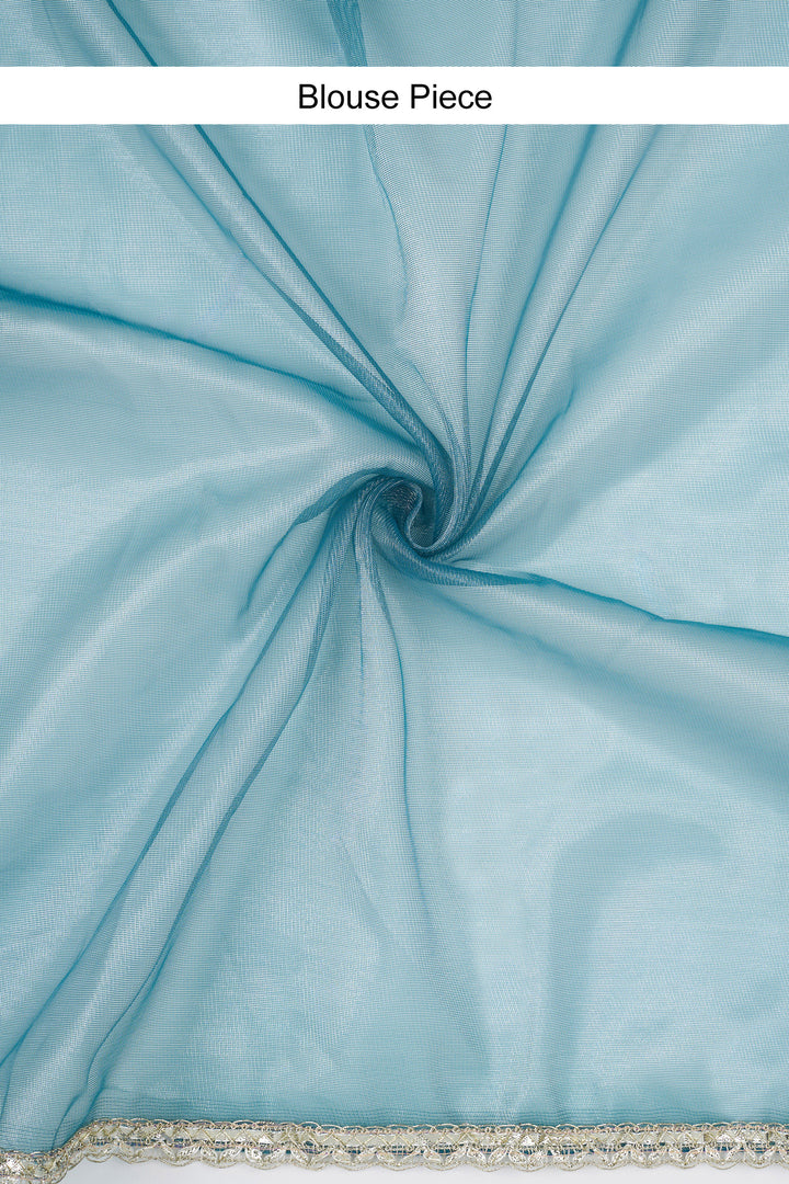 Teejh Ziaya Teal Blue Net Gota Saree