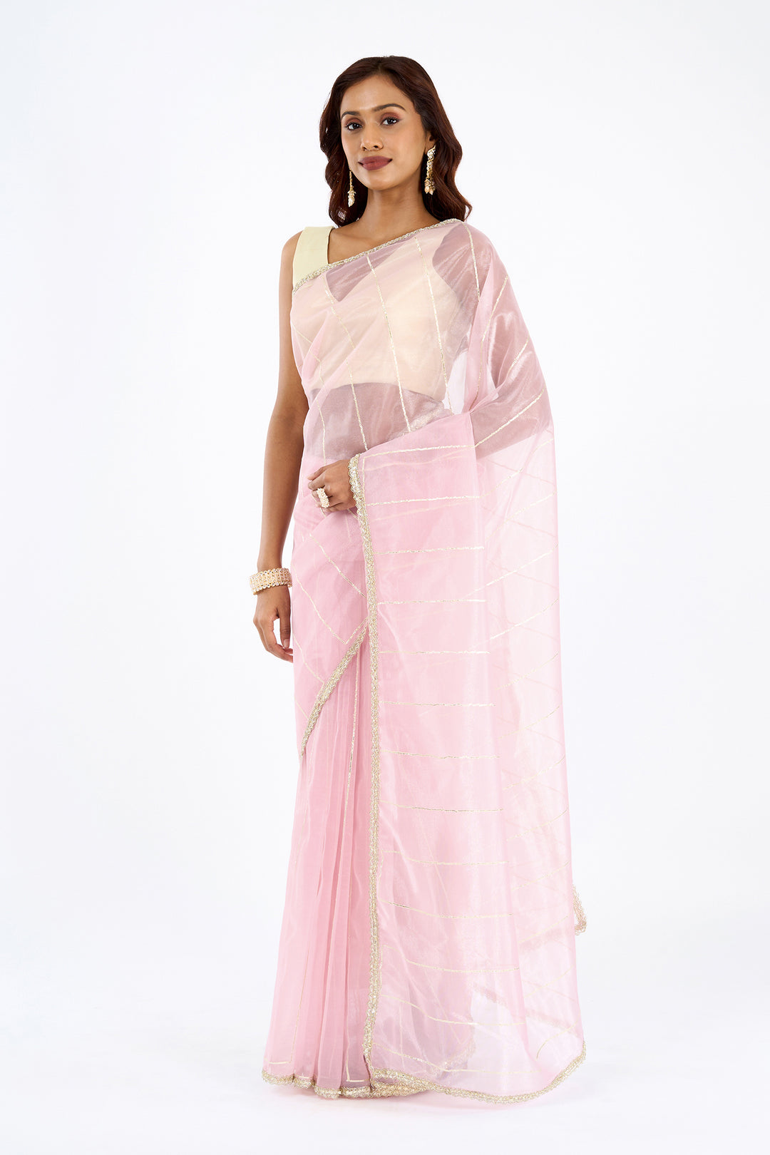 Teejh Ziaya Light Pink Net Gota Saree