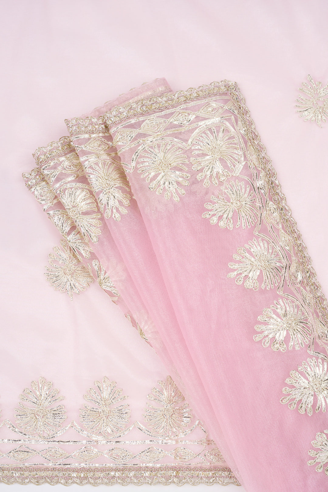 Teejh Baani Pink Net Gota Saree