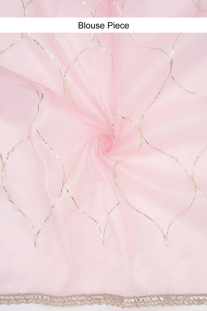 Teejh Baani Pink Net Gota Saree