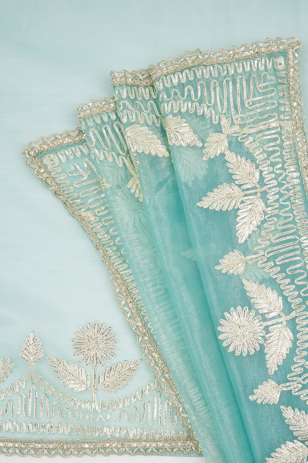 Teejh Meheriye Sea Green Net Gota Saree