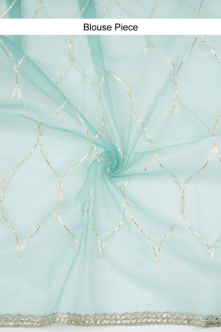 Teejh Meheriye Sea Green Net Gota Saree
