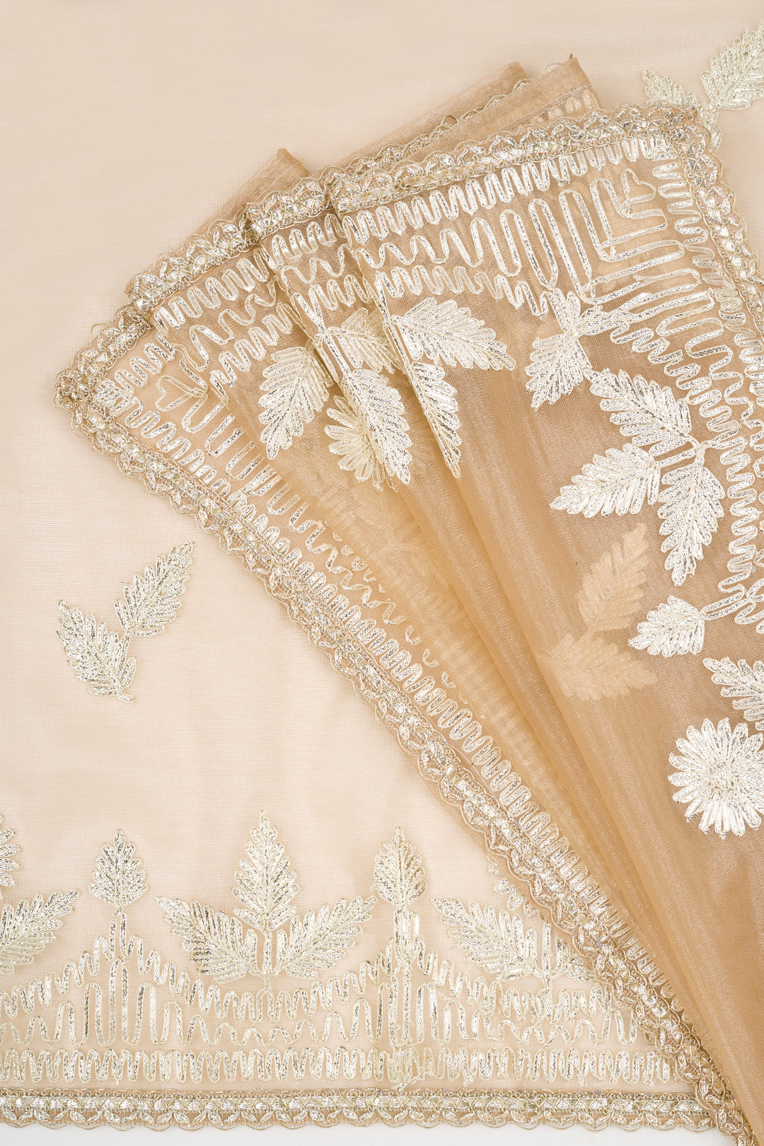 Teejh Meheriye Champagne Net Gota Saree
