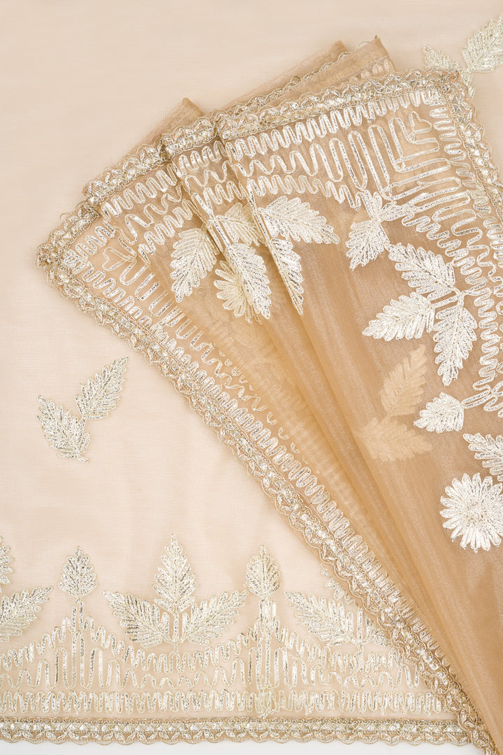 Teejh Meheriye Champagne Net Gota Saree