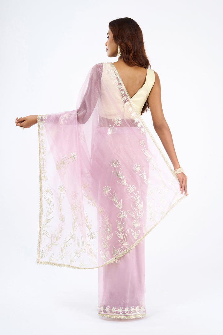 Teejh Silsila Light Pink Net Gota Saree