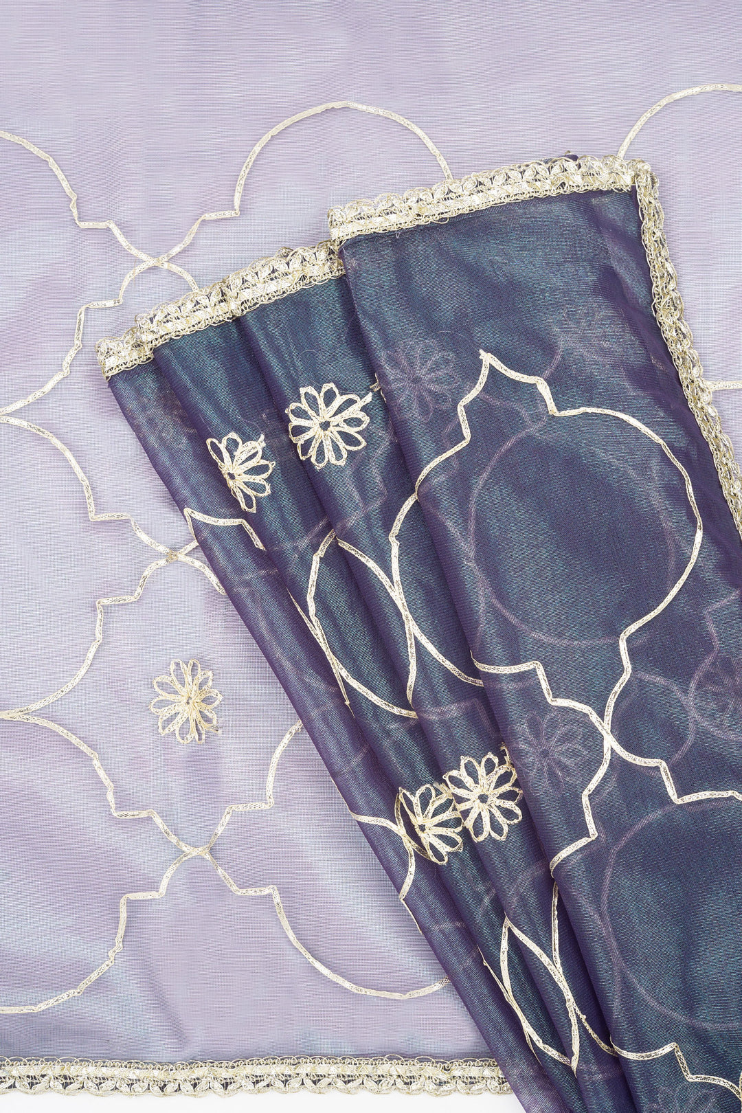 Teejh Hriya Midnight Violet Net Gota Saree