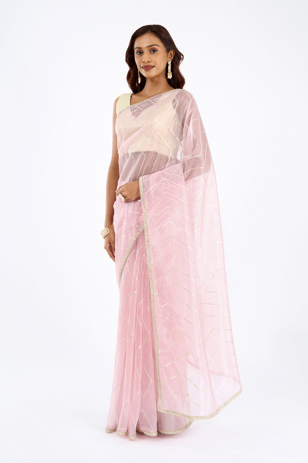 Teejh Rabina Light Pink Net Gota Saree