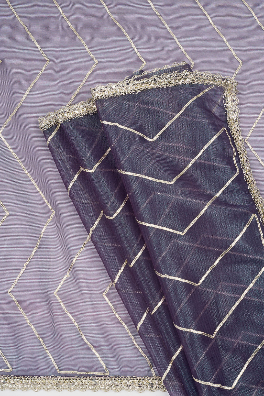 Teejh Rabina Midnight Violet Net Gota Saree