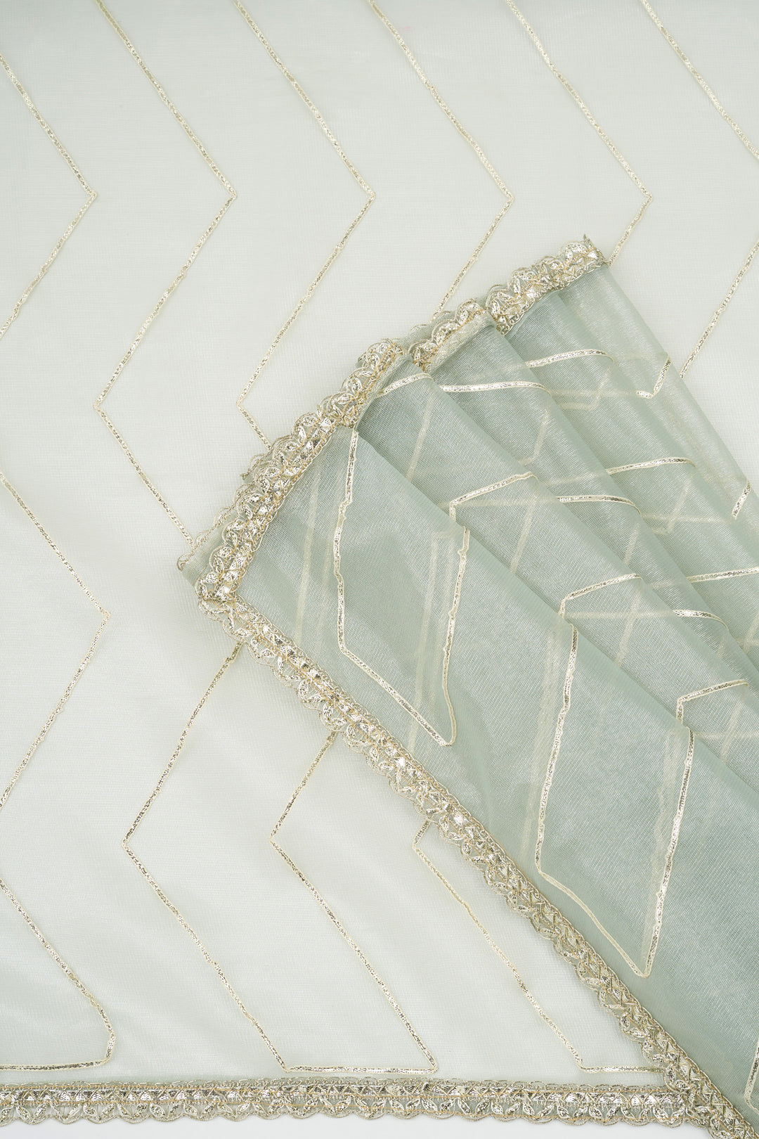 Teejh Rabina sage Green Net Gota Saree