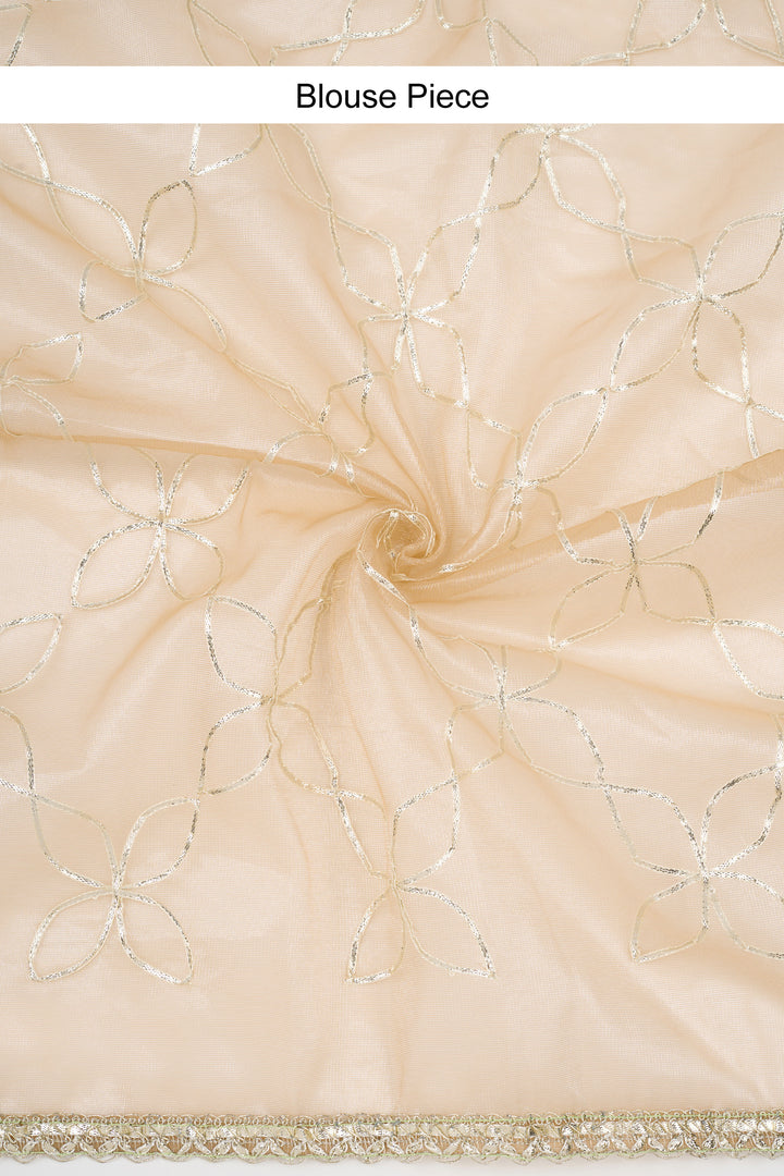Teejh Mehefil Champagne Net Gota Saree