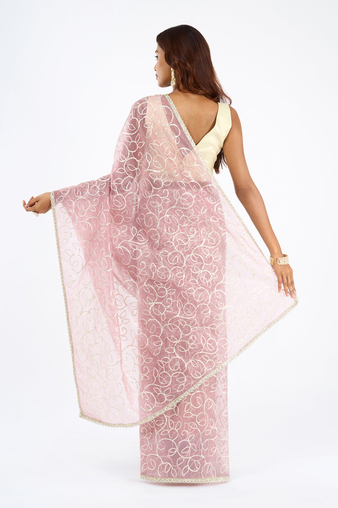 Teejh Mehefil Mauve Net Gota Saree