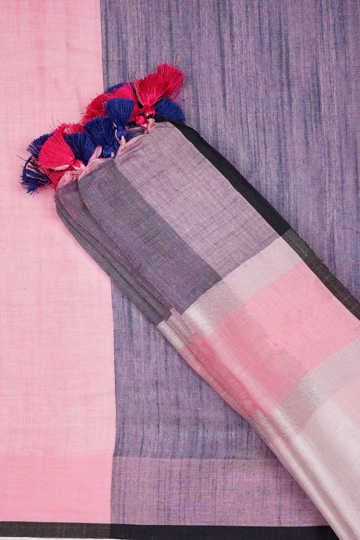 Teejh Serene Split Pink and blue Color Block Saree