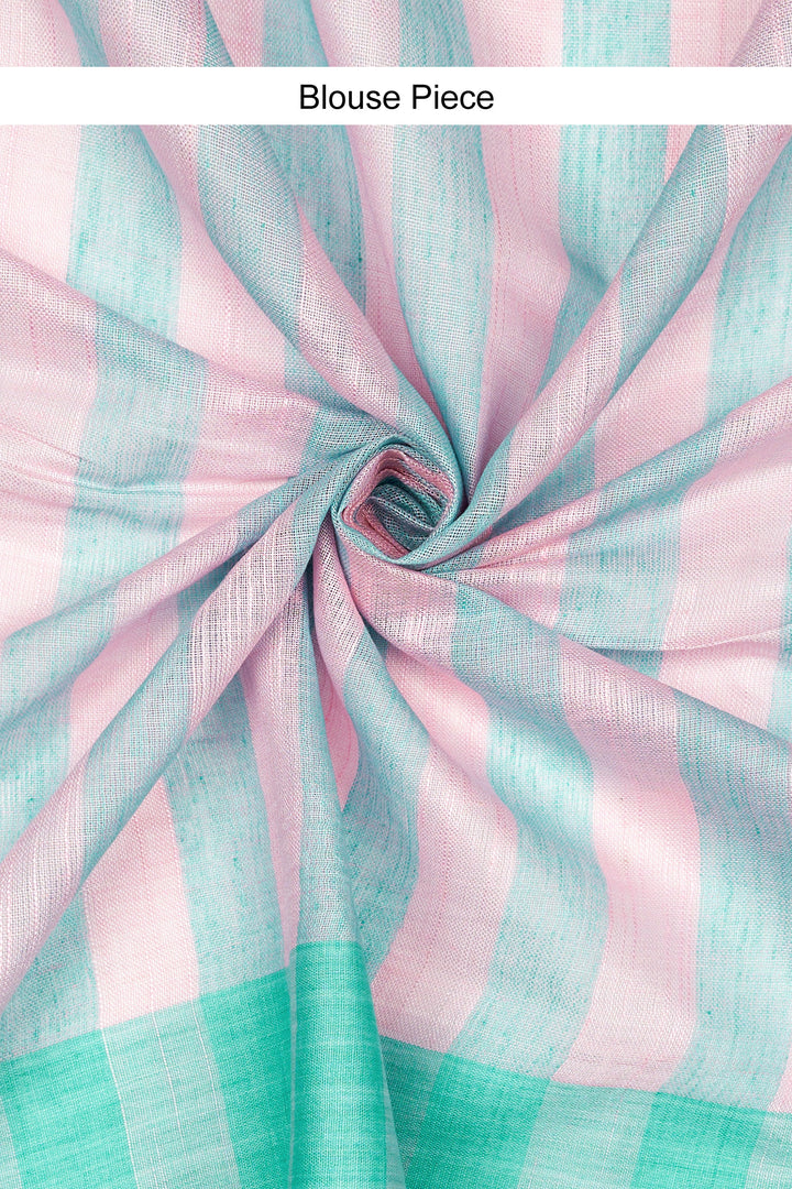 Teejh Calm Light Green and pink Color Block Saree