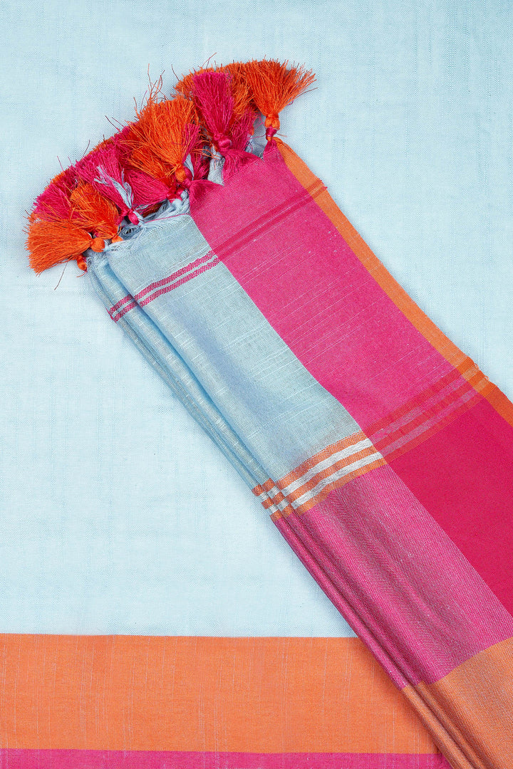 Teejh Atrangi Pink and light blur Color Block Saree