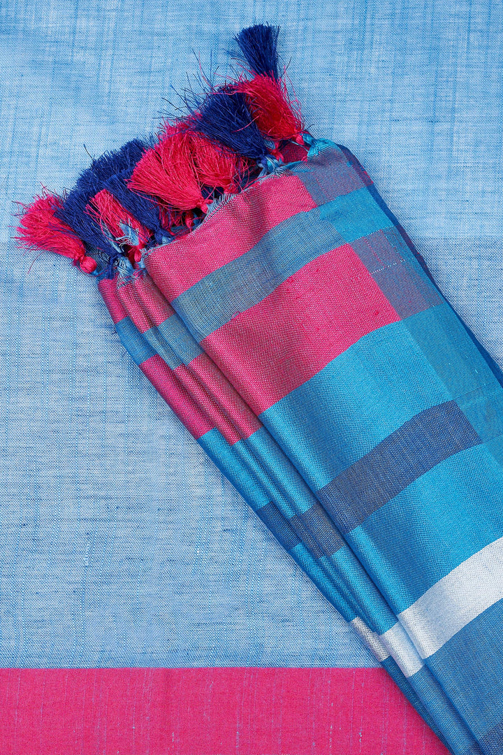 Teejh Shades Navy Blue Color Block Saree