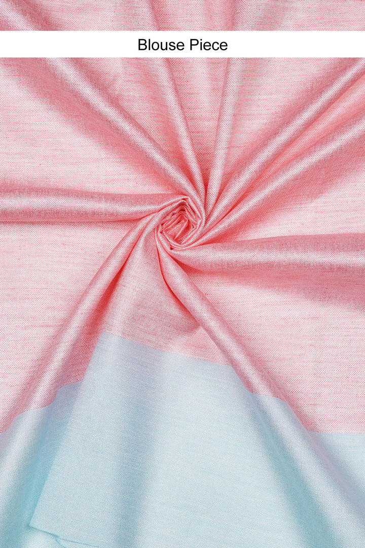 Teejh Komal Light Pink Color Block Saree