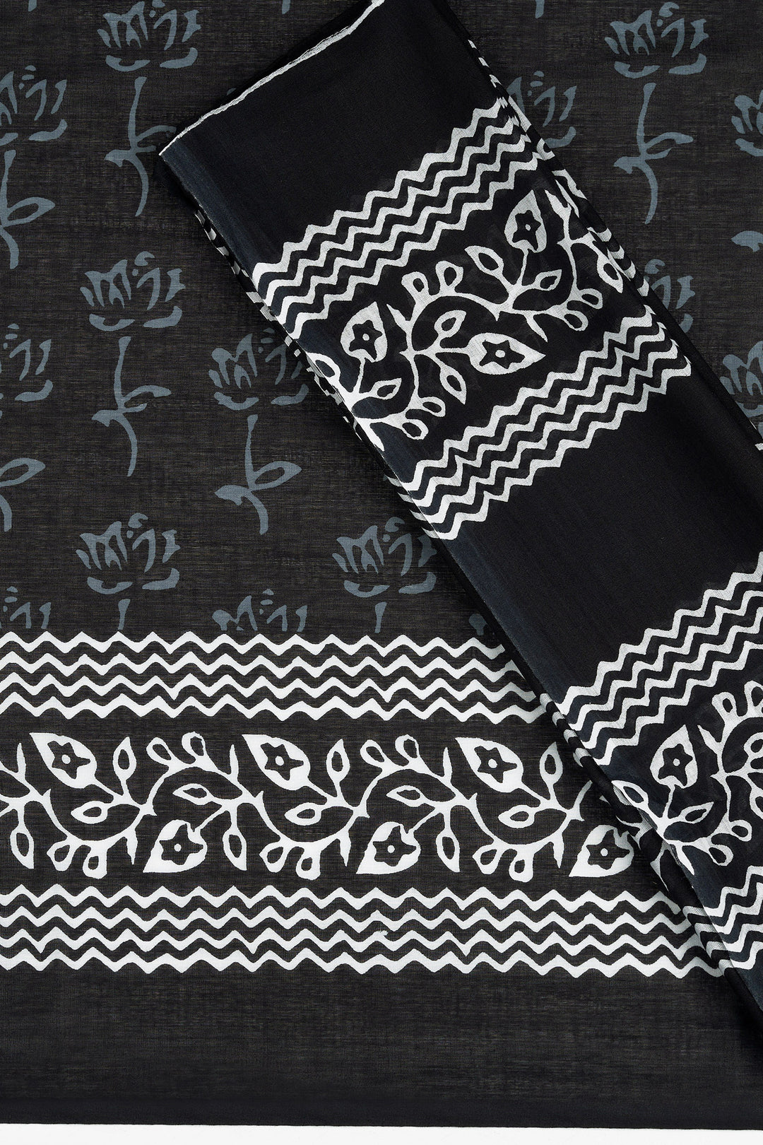 Teejh Shubali Black Hand Blockprint Saree