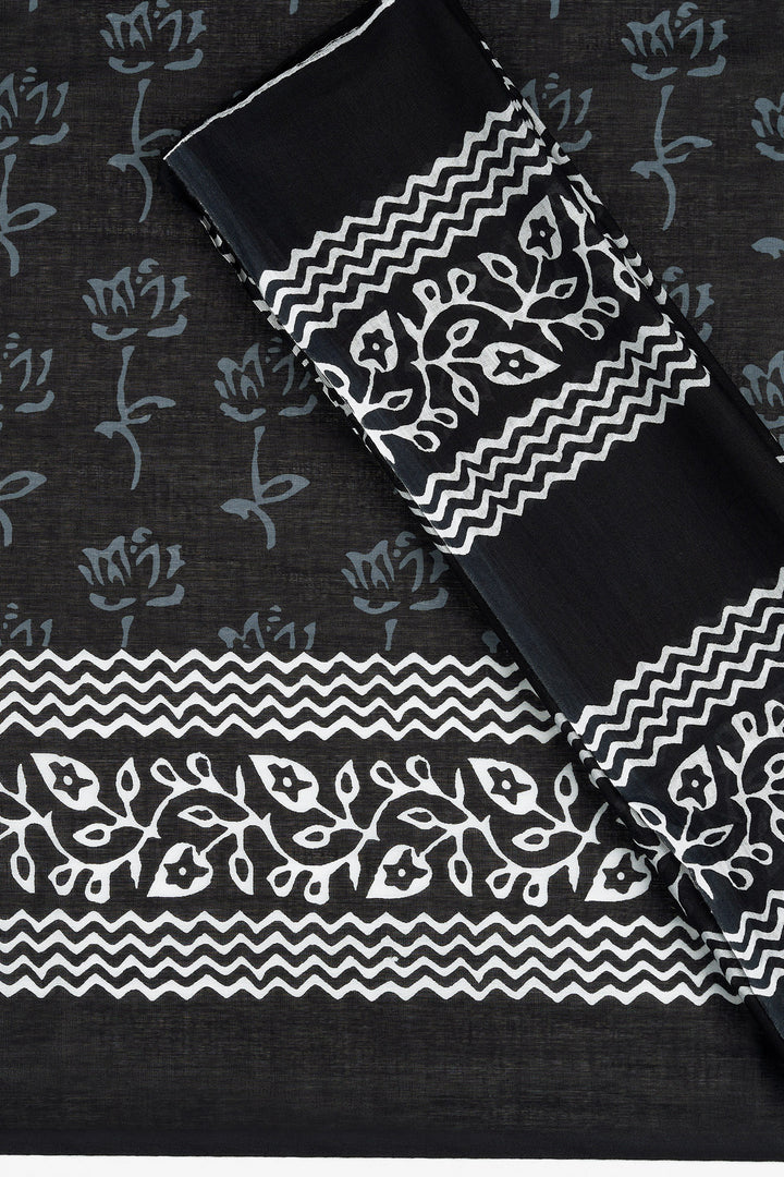 Teejh Shubali Black Hand Blockprint Saree