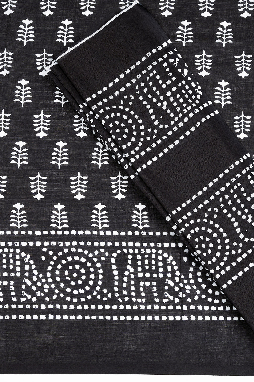 Teejh Sindhura Black Hand Blockprint Saree