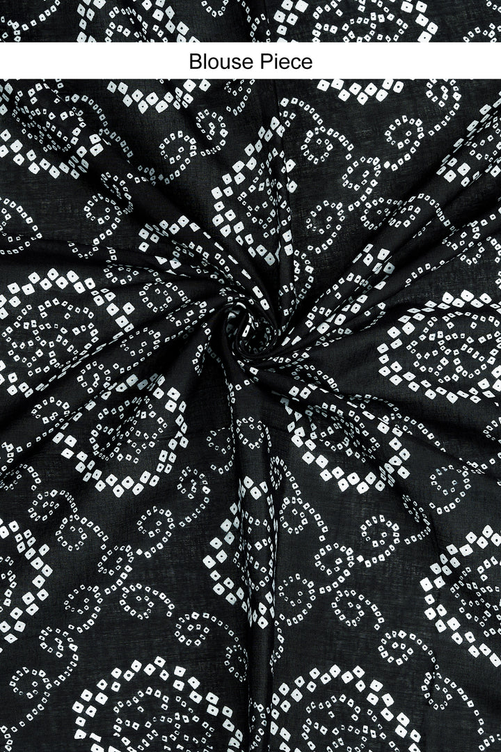 Teejh Sindhura Black Hand Blockprint Saree