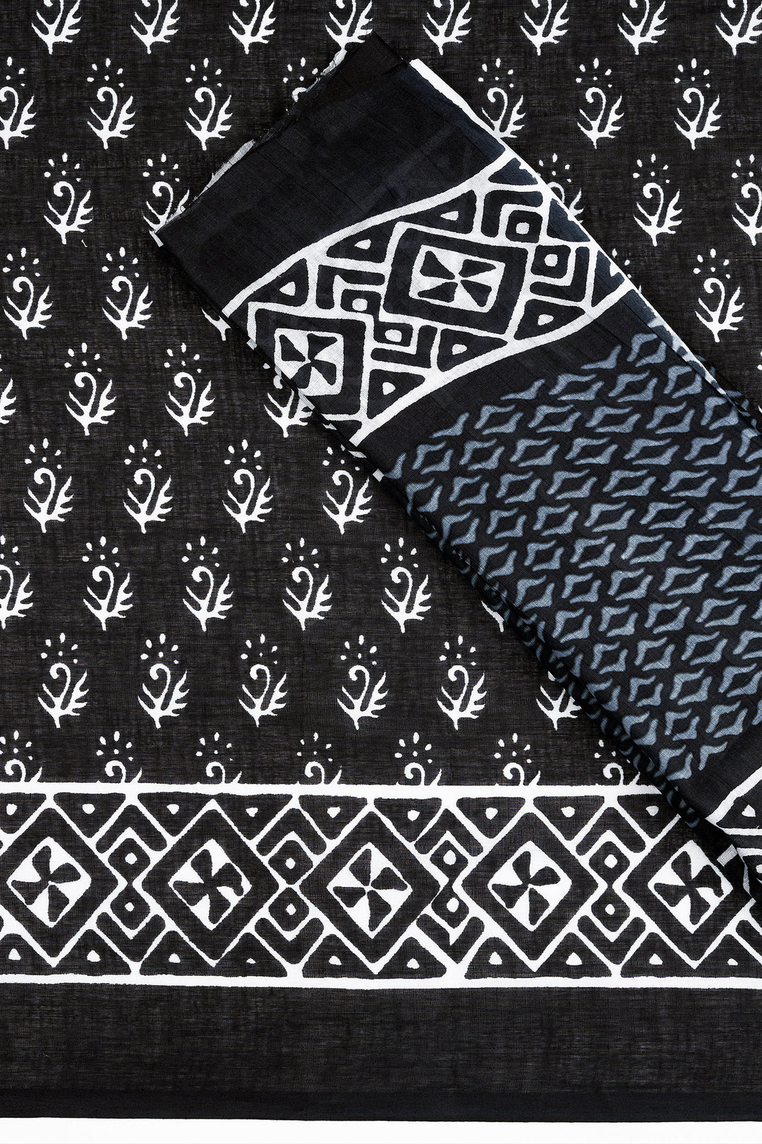 Teejh Ravisha Black Hand Blockprint Saree