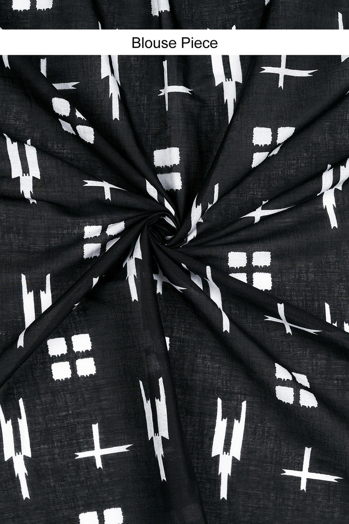 Teejh Ravisha Black Hand Blockprint Saree