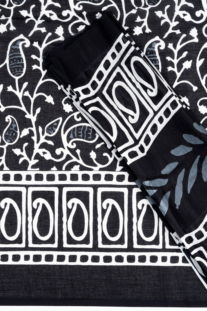 Teejh Taranika Black Hand Blockprint Saree