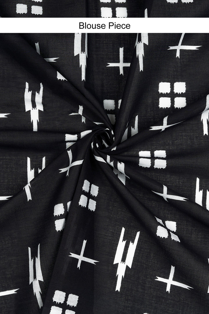 Teejh Taranika Black Hand Blockprint Saree