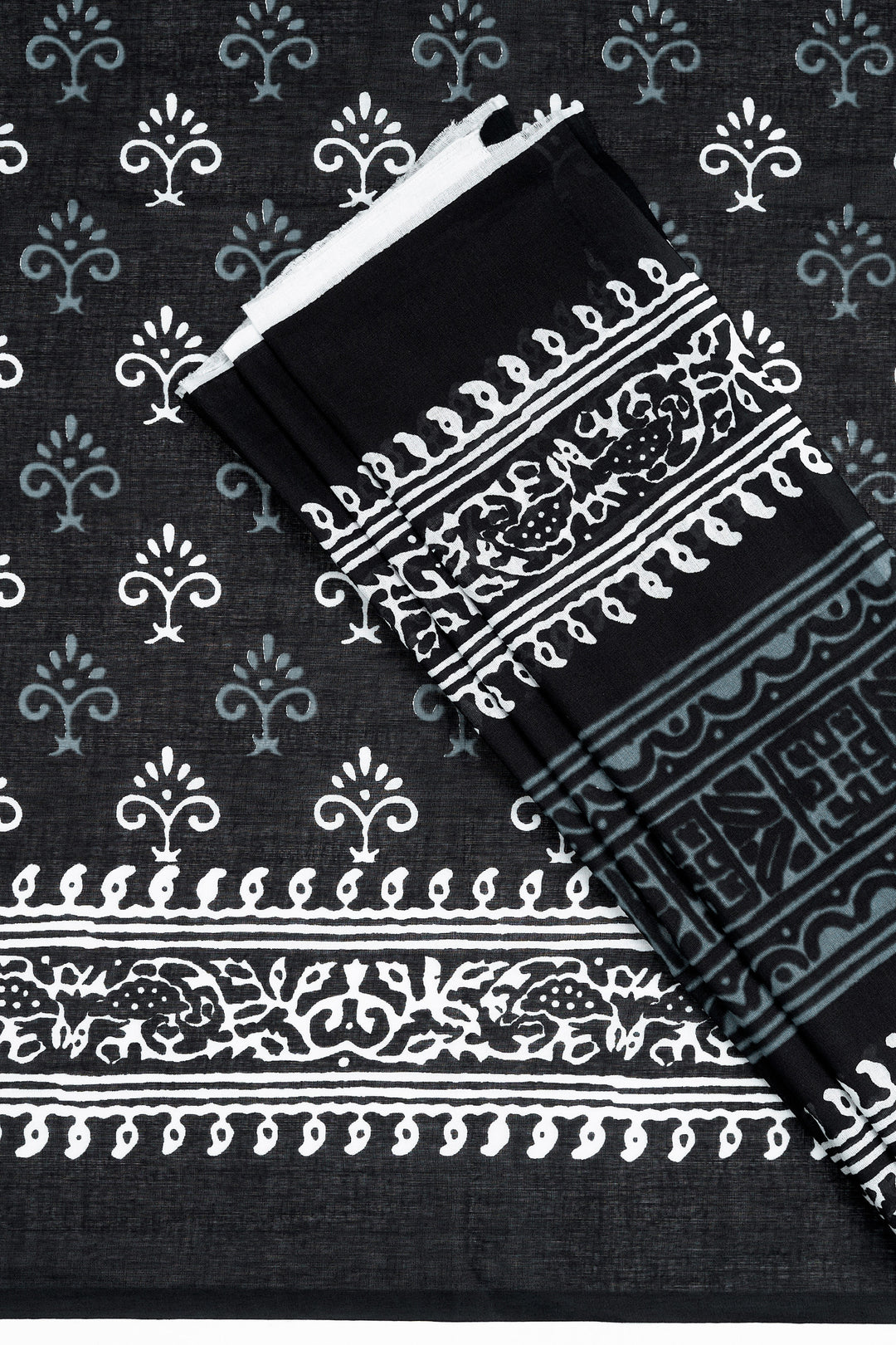Teejh Mehulaa Black Hand Blockprint Saree