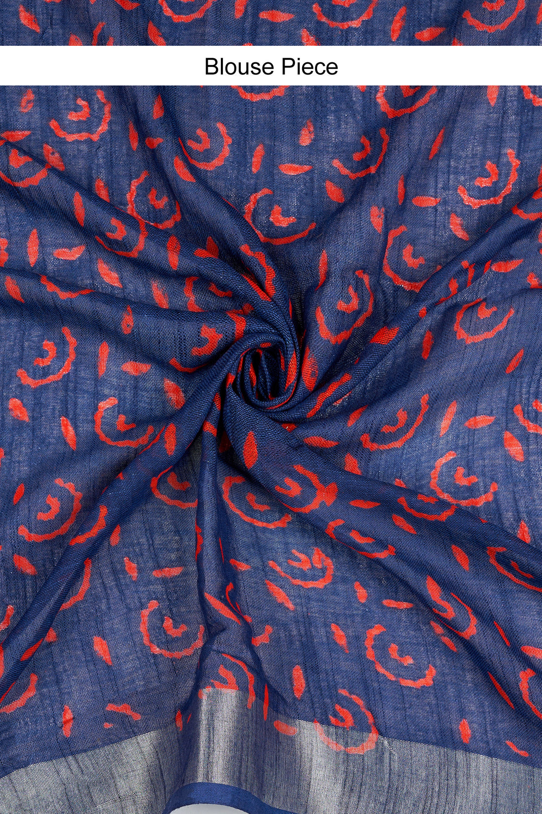 Teejh Kritaali Indigo &amp; Red Hand Blockprint Saree